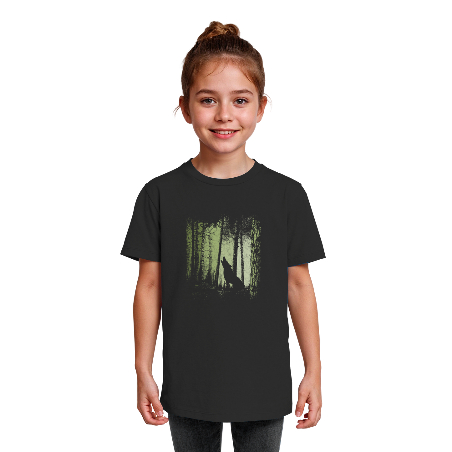 Einsamer Wolf im Zwielicht Wald  - Kids Organic Shirt