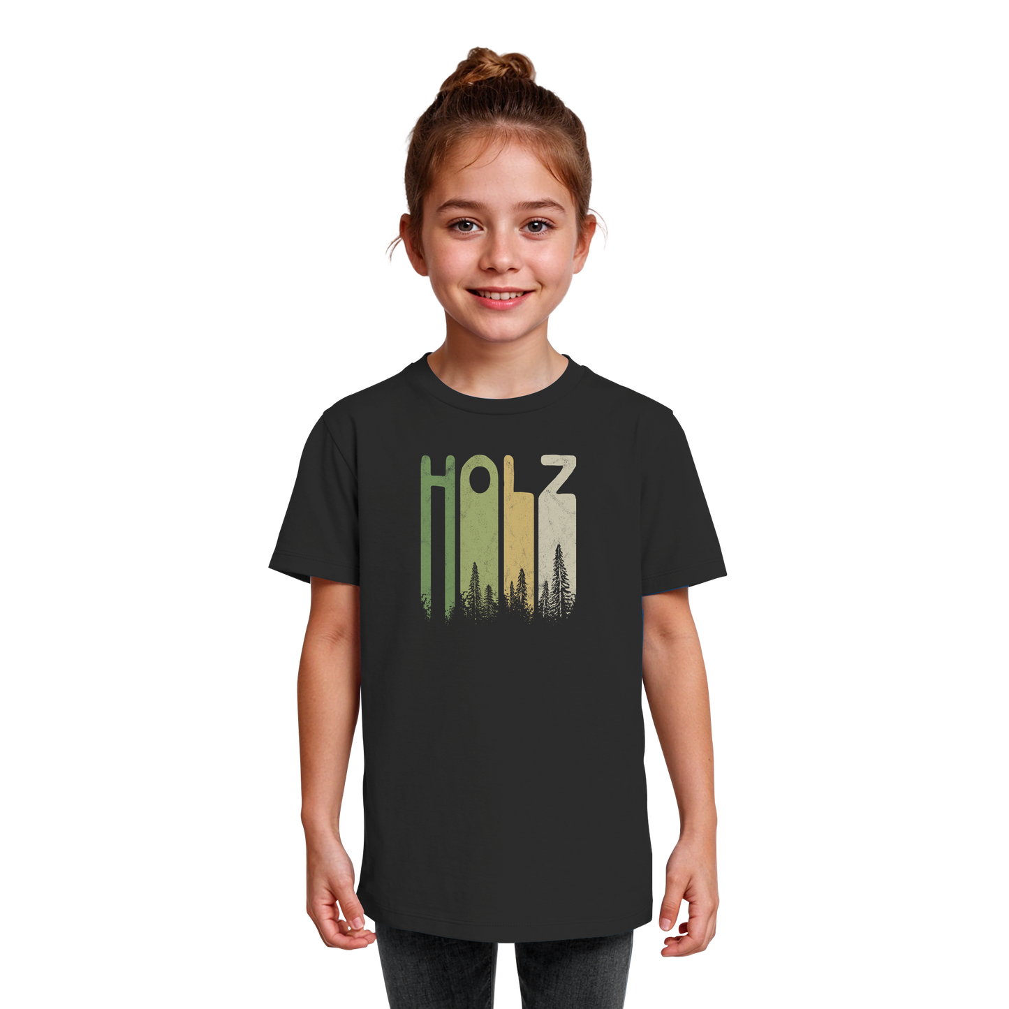 Holz Retro Wald Schriftzug - Kids Organic Shirt