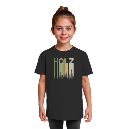 Holz Retro Wald Schriftzug - Kids Organic Shirt
