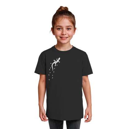 Gecko Eidechse Silhouette hell - Kids Organic Shirt