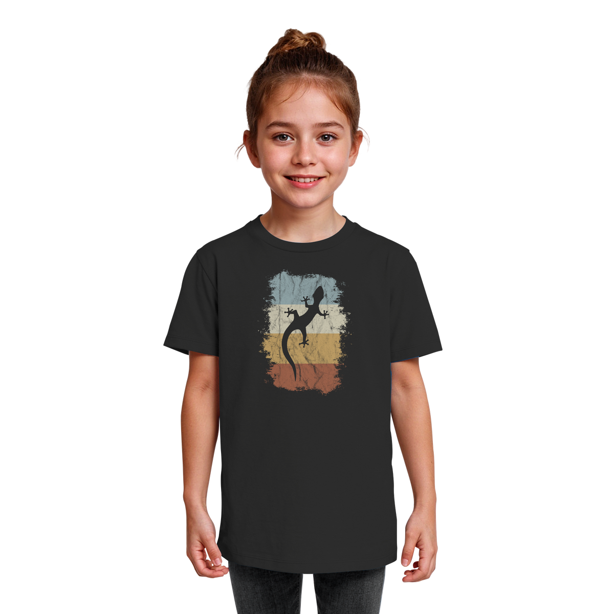 Retro Gecko Salamander Silhouette - Kids Organic Shirt