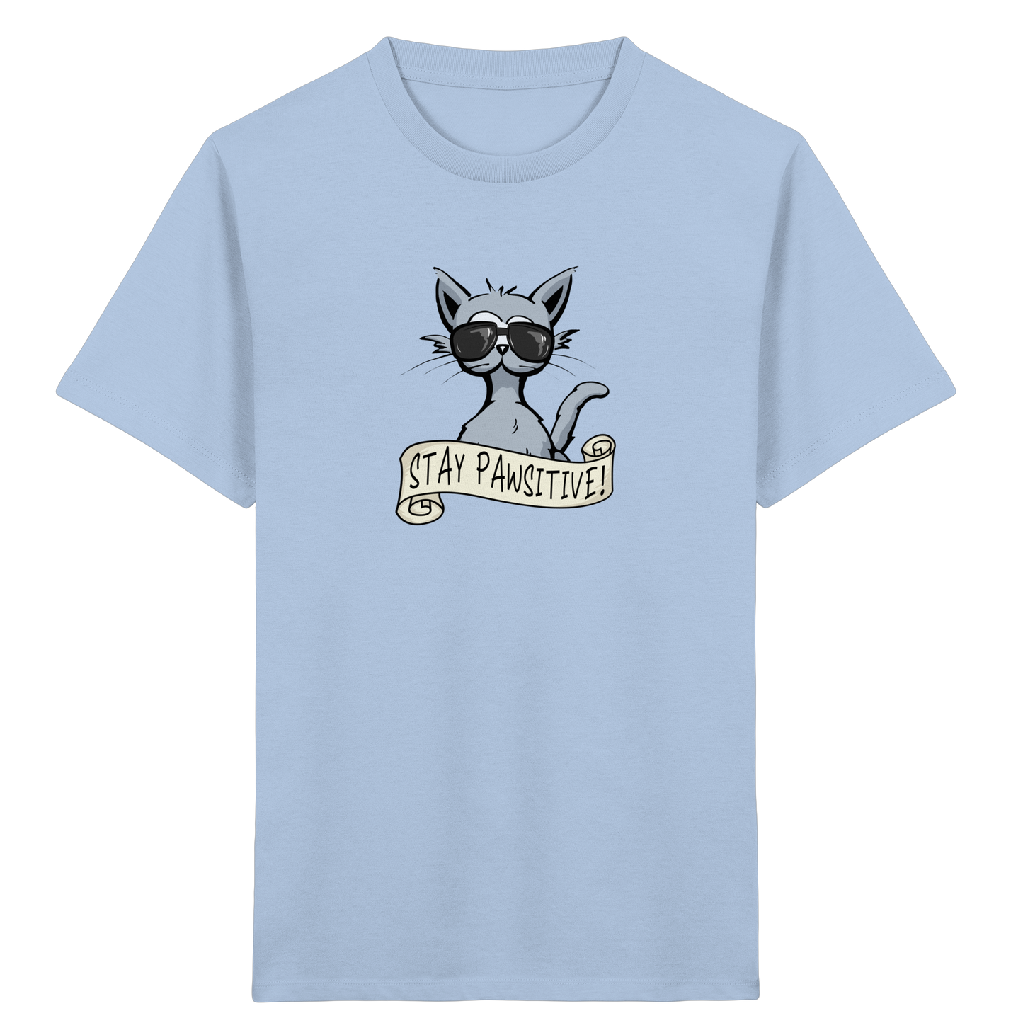 Stay Pawsitive Bleib lässig Hipster Katze - Kids Organic Shirt