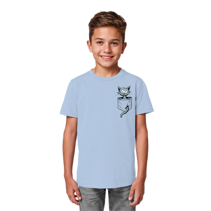 Verrückte Katze in Deiner Brust-Tasche - Kids Organic Shirt