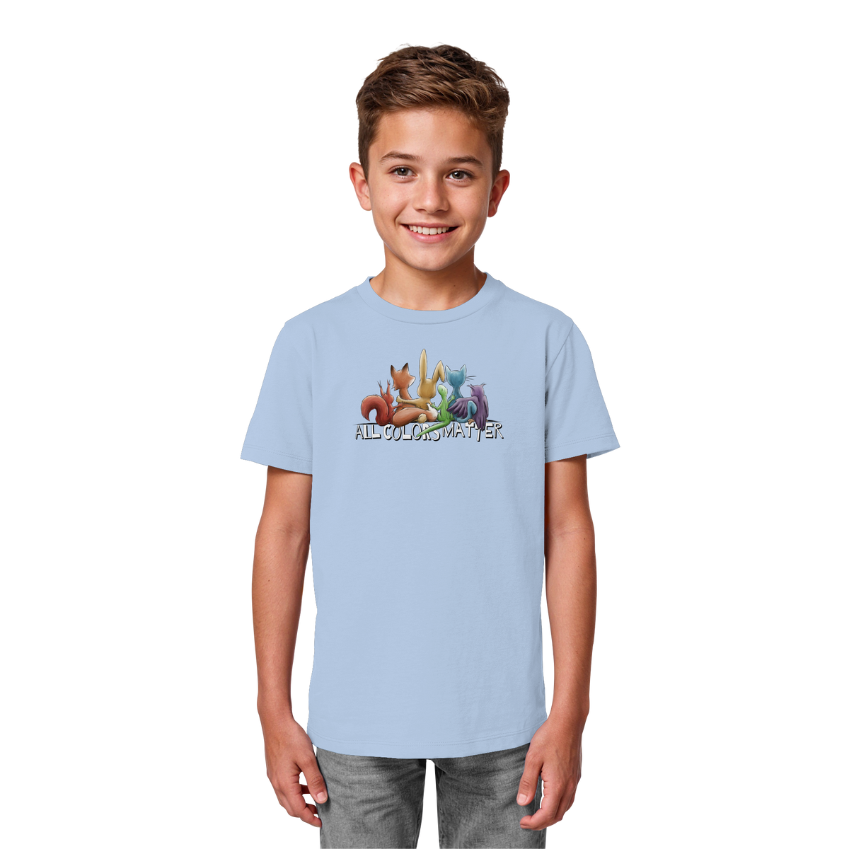 All Colors Matter! Regenbogen Tiere für Vielfalt - Kids Organic Shirt