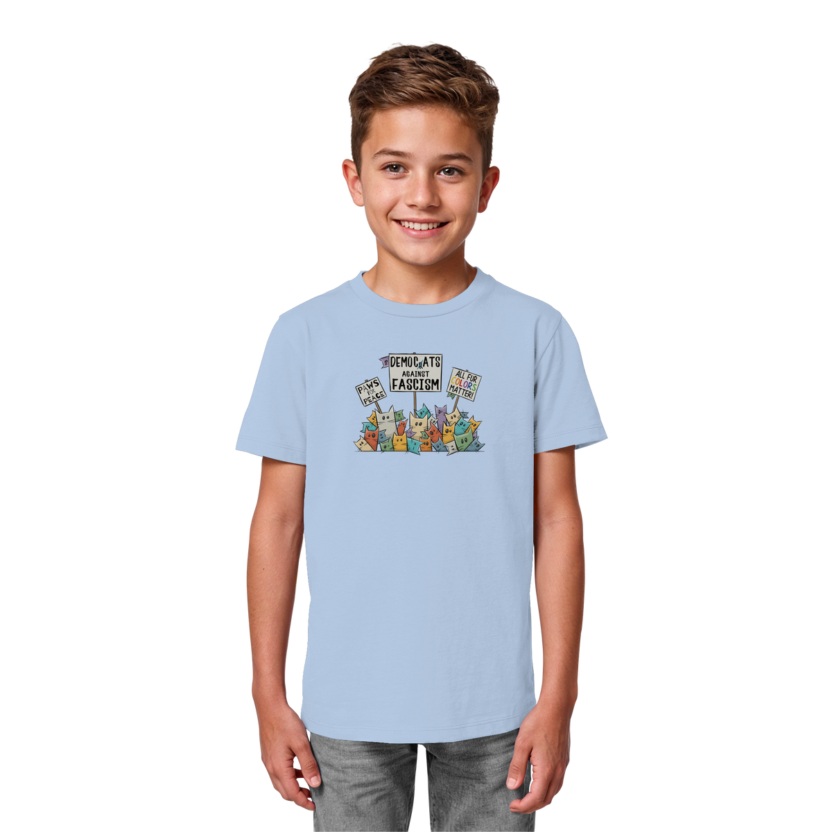 Demo-Katzen gegen Faschismus und für Vielfalt - Kids Organic Shirt
