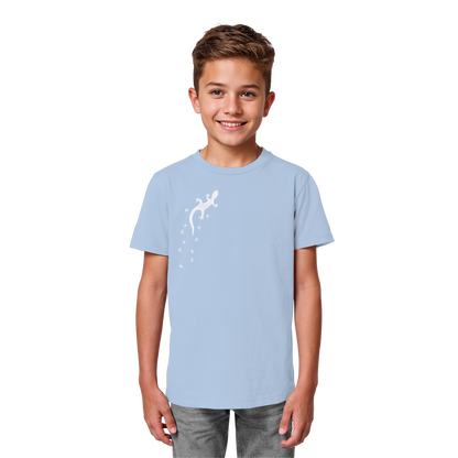 Gecko Eidechse Silhouette hell - Kids Organic Shirt