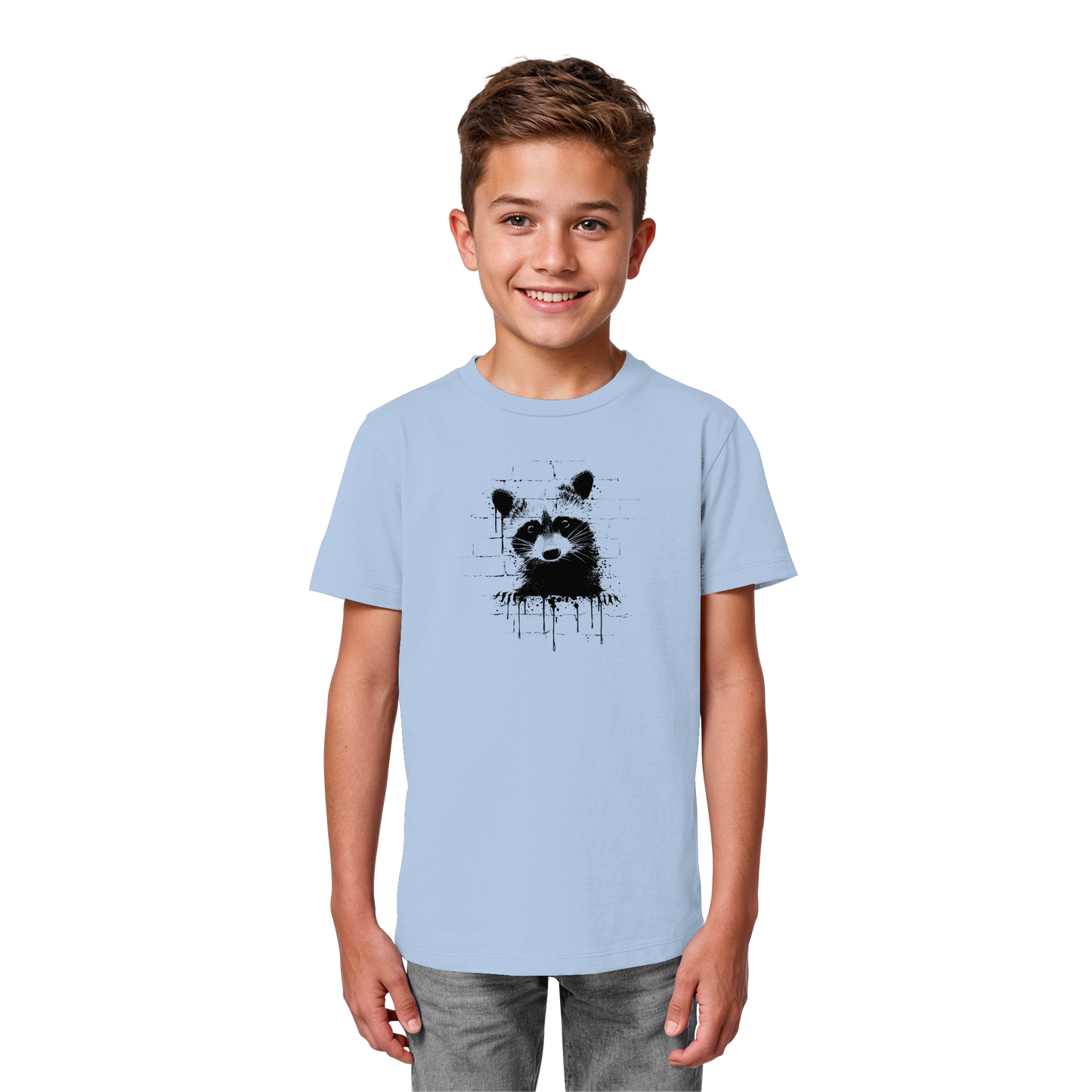 Funky Street Art Waschbär - Kids Organic Shirt
