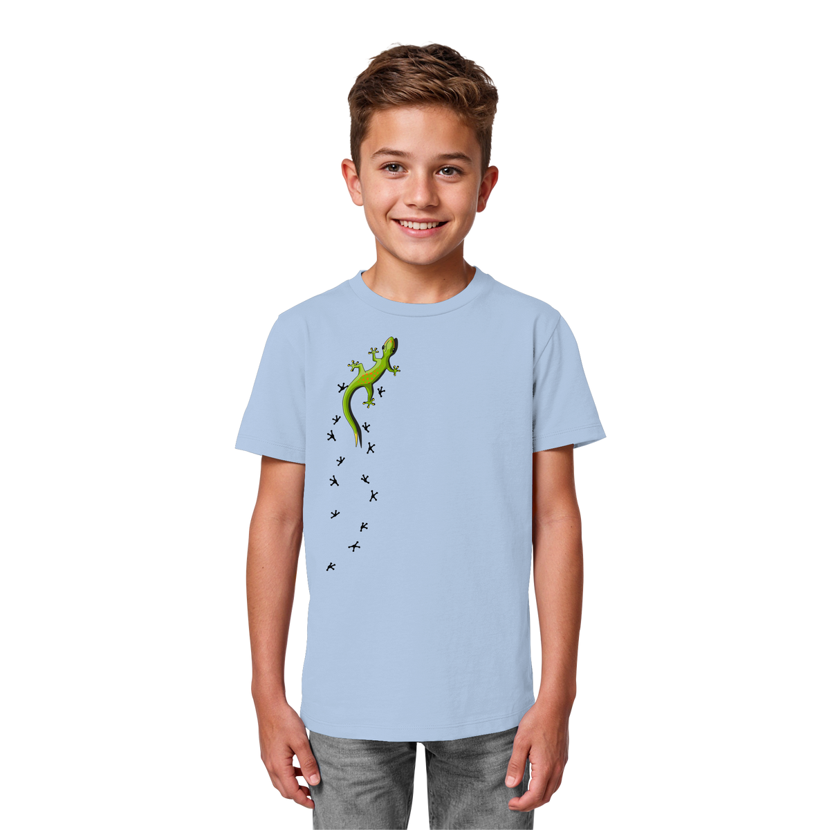 Kletternder Gecko mit Spuren - Kids Organic Shirt