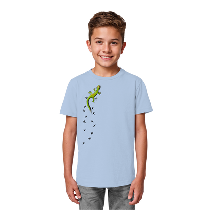 Kletternder Gecko mit Spuren - Kids Organic Shirt