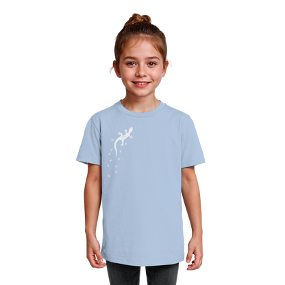 Gecko Eidechse Silhouette hell - Kids Organic Shirt