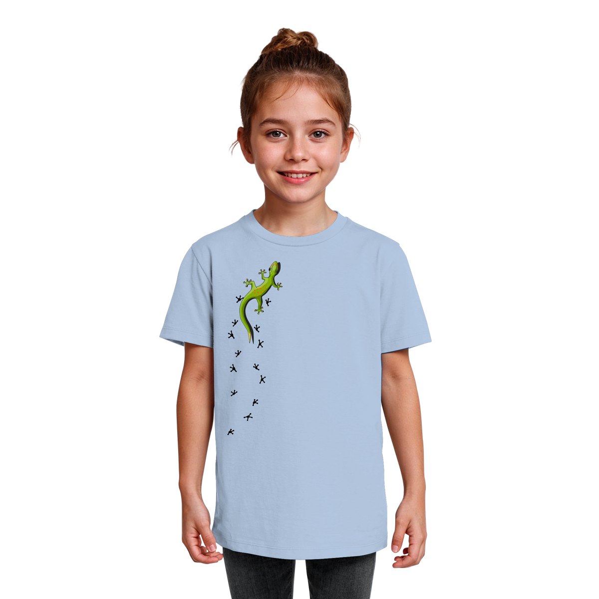 Kletternder Gecko mit Spuren - Kids Organic Shirt