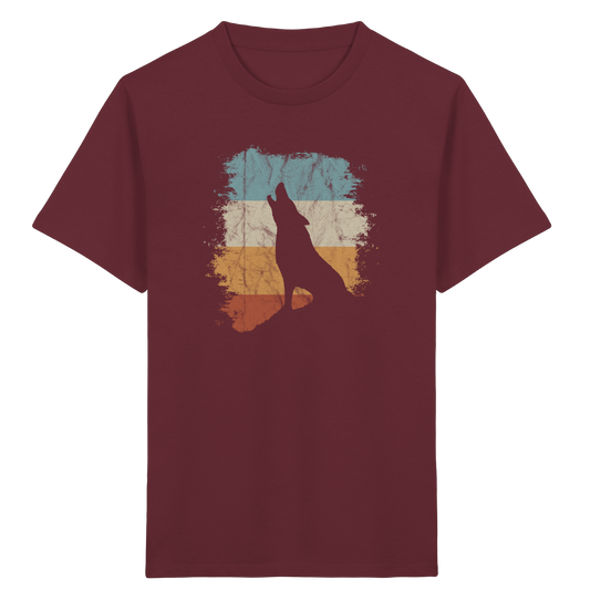 Retro Style lässig heulender Wolf  - Kids Organic Shirt