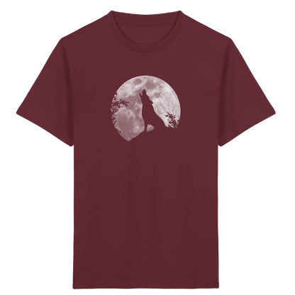 Heulender Wolf Silhouette vor Vollmond - Kids Organic Shirt