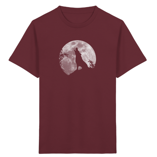 Heulender Wolf Silhouette vor Vollmond - Kids Organic Shirt