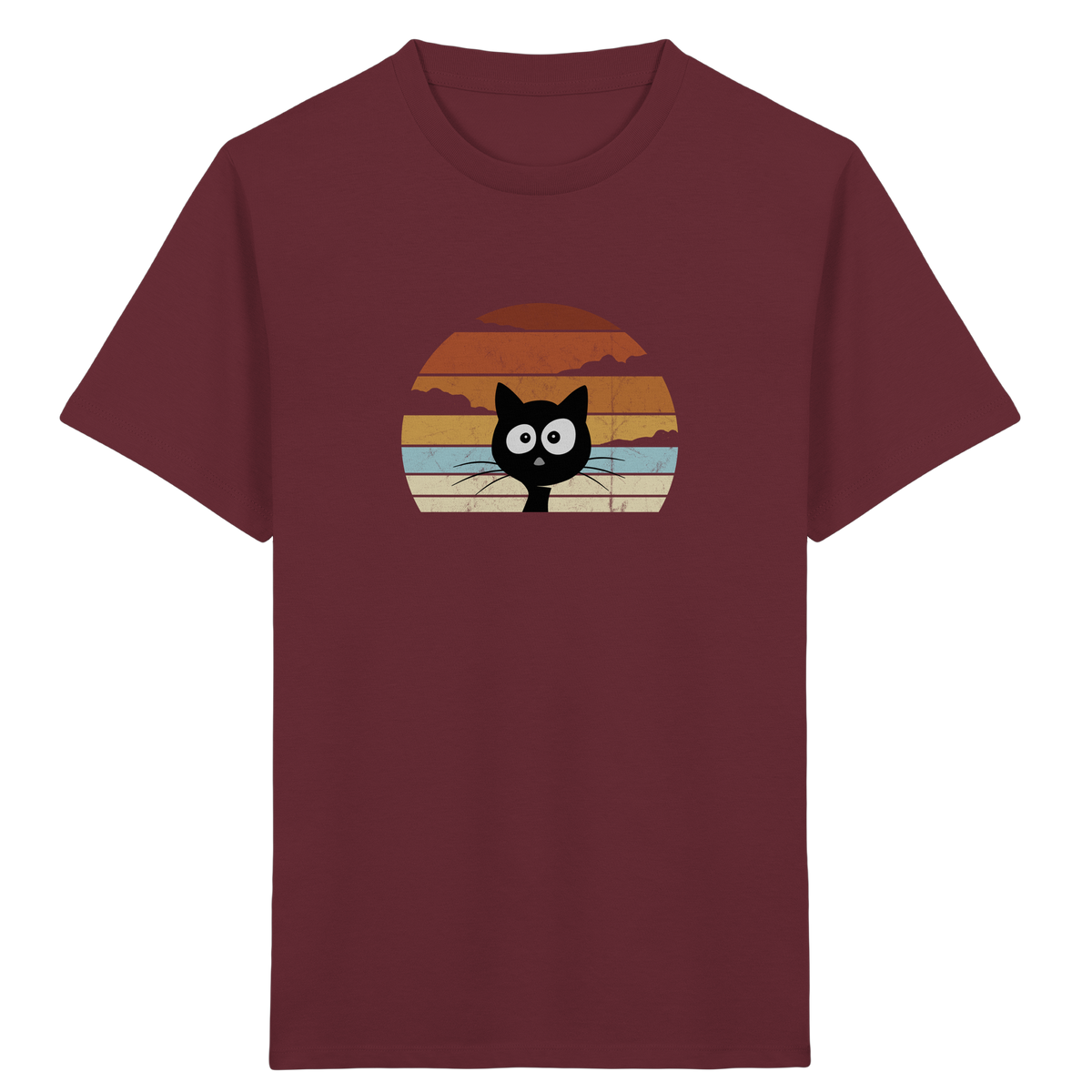 Retro schwarze Katze vor Sonnenuntergang - Kids Organic Shirt