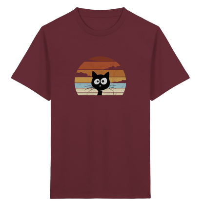 Retro schwarze Katze vor Sonnenuntergang - Kids Organic Shirt