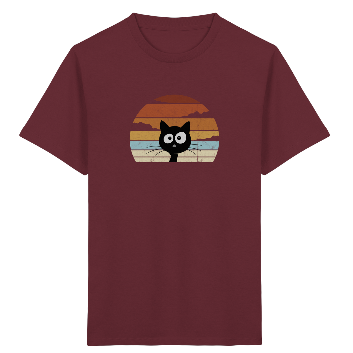 Retro schwarze Katze vor Sonnenuntergang - Kids Organic Shirt