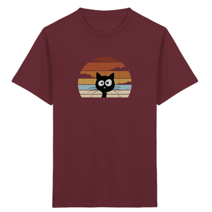 Retro schwarze Katze vor Sonnenuntergang - Kids Organic Shirt
