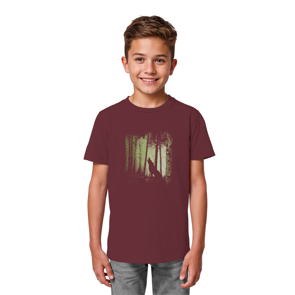 Einsamer Wolf im Zwielicht Wald  - Kids Organic Shirt