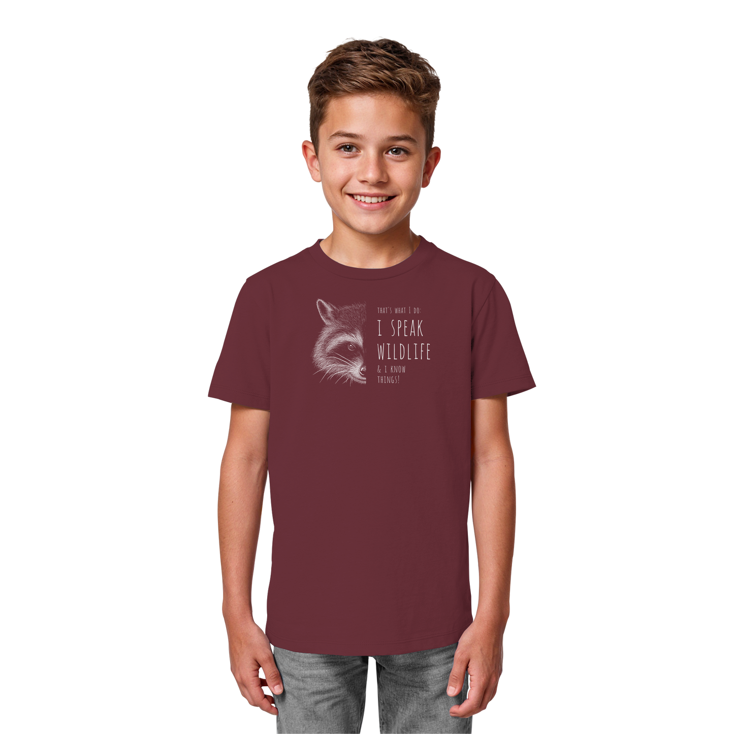 I Speak Wildlife And I Know Waschbär - Kids Organic Shirt