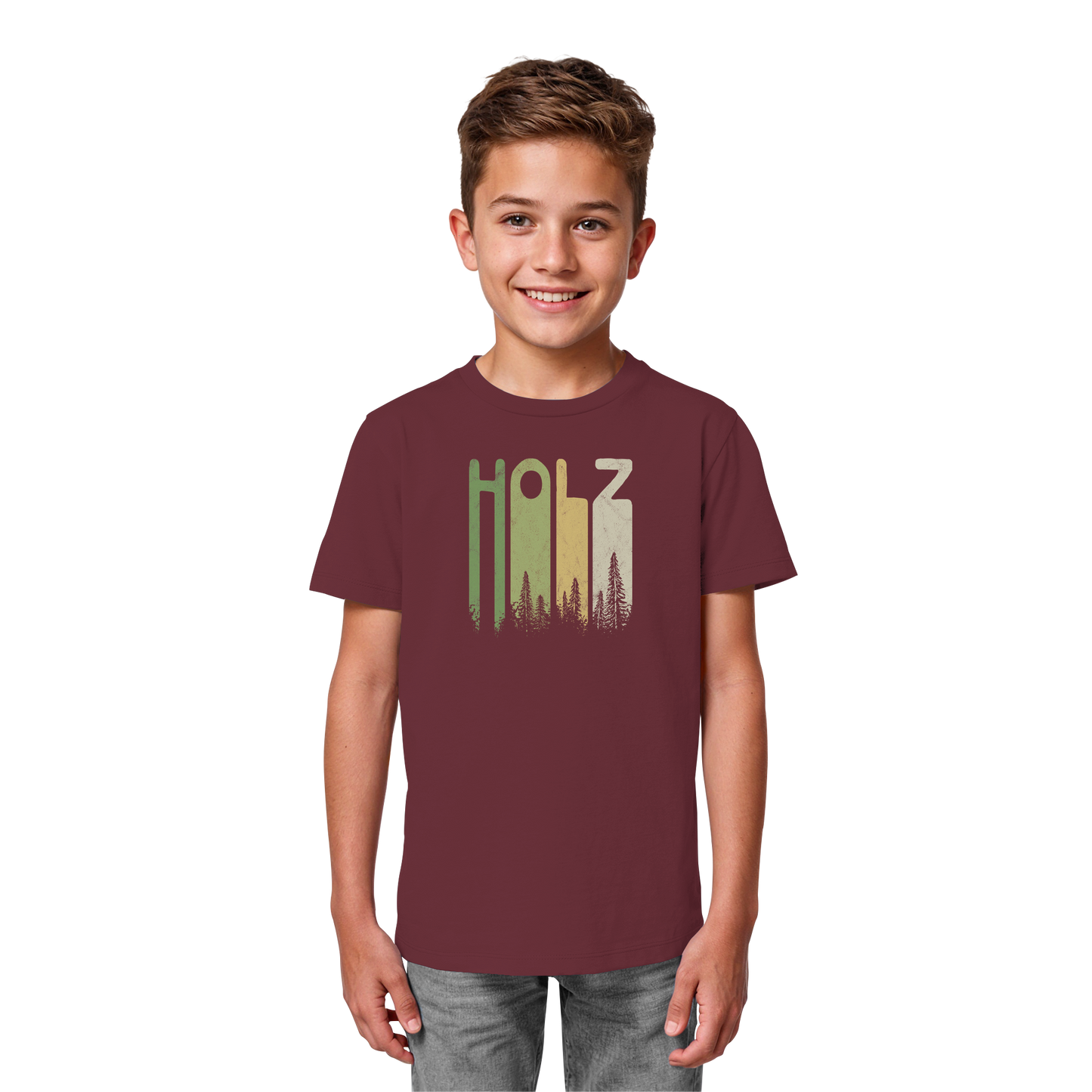 Holz Retro Wald Schriftzug - Kids Organic Shirt