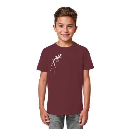 Gecko Eidechse Silhouette hell - Kids Organic Shirt