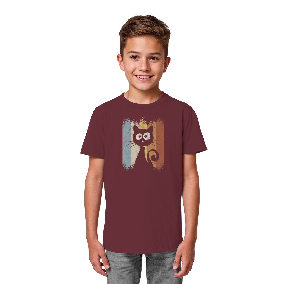 Retro Katze Silhouette - Kids Organic Shirt