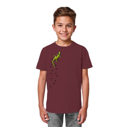 Kletternder Gecko mit Spuren - Kids Organic Shirt