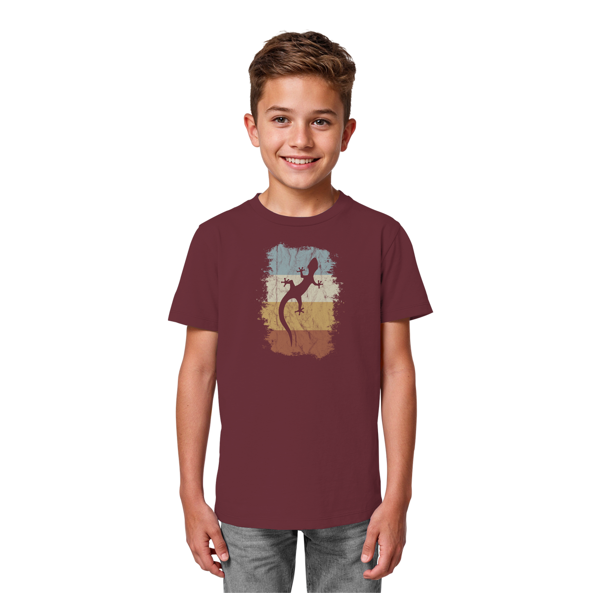 Retro Gecko Salamander Silhouette - Kids Organic Shirt