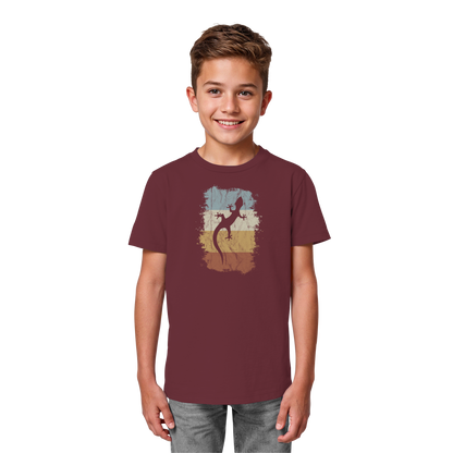Retro Gecko Salamander Silhouette - Kids Organic Shirt