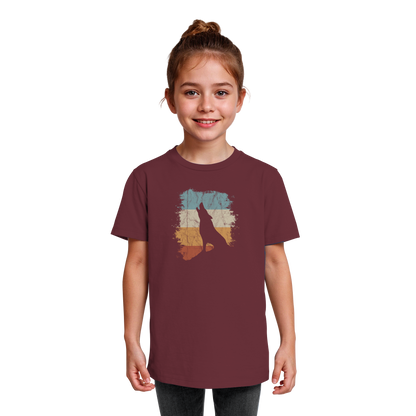 Retro Style lässig heulender Wolf  - Kids Organic Shirt