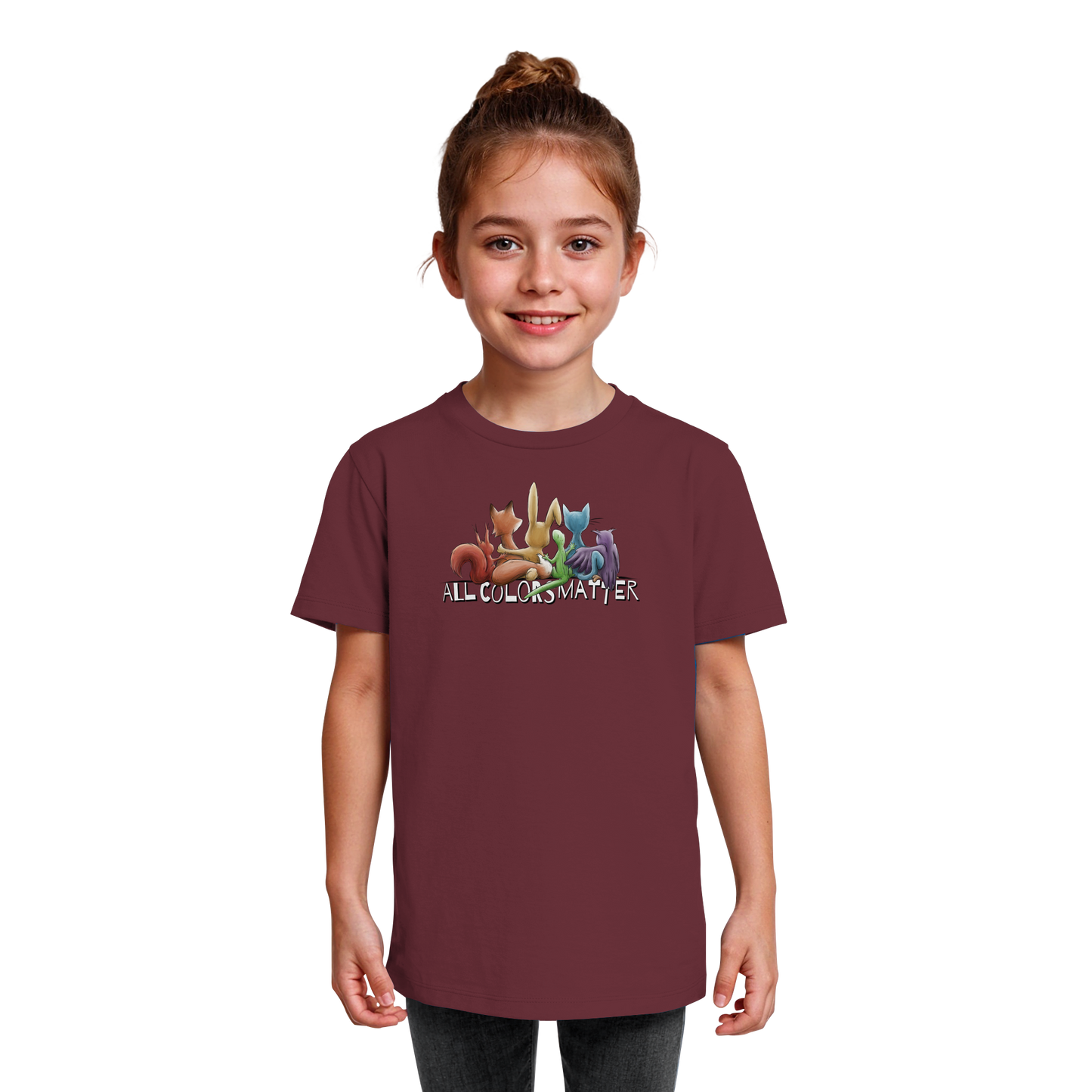 All Colors Matter! Regenbogen Tiere für Vielfalt - Kids Organic Shirt
