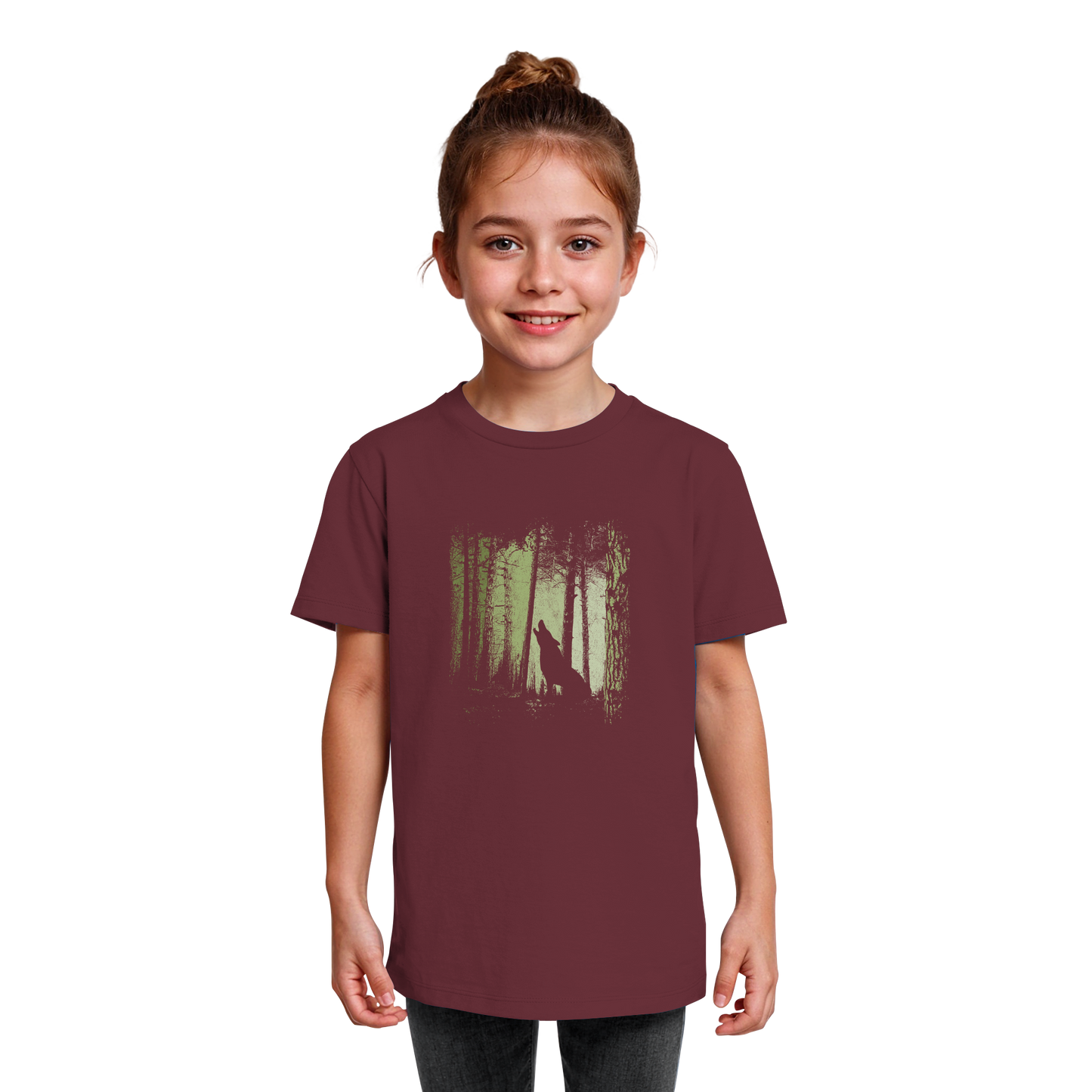 Einsamer Wolf im Zwielicht Wald  - Kids Organic Shirt
