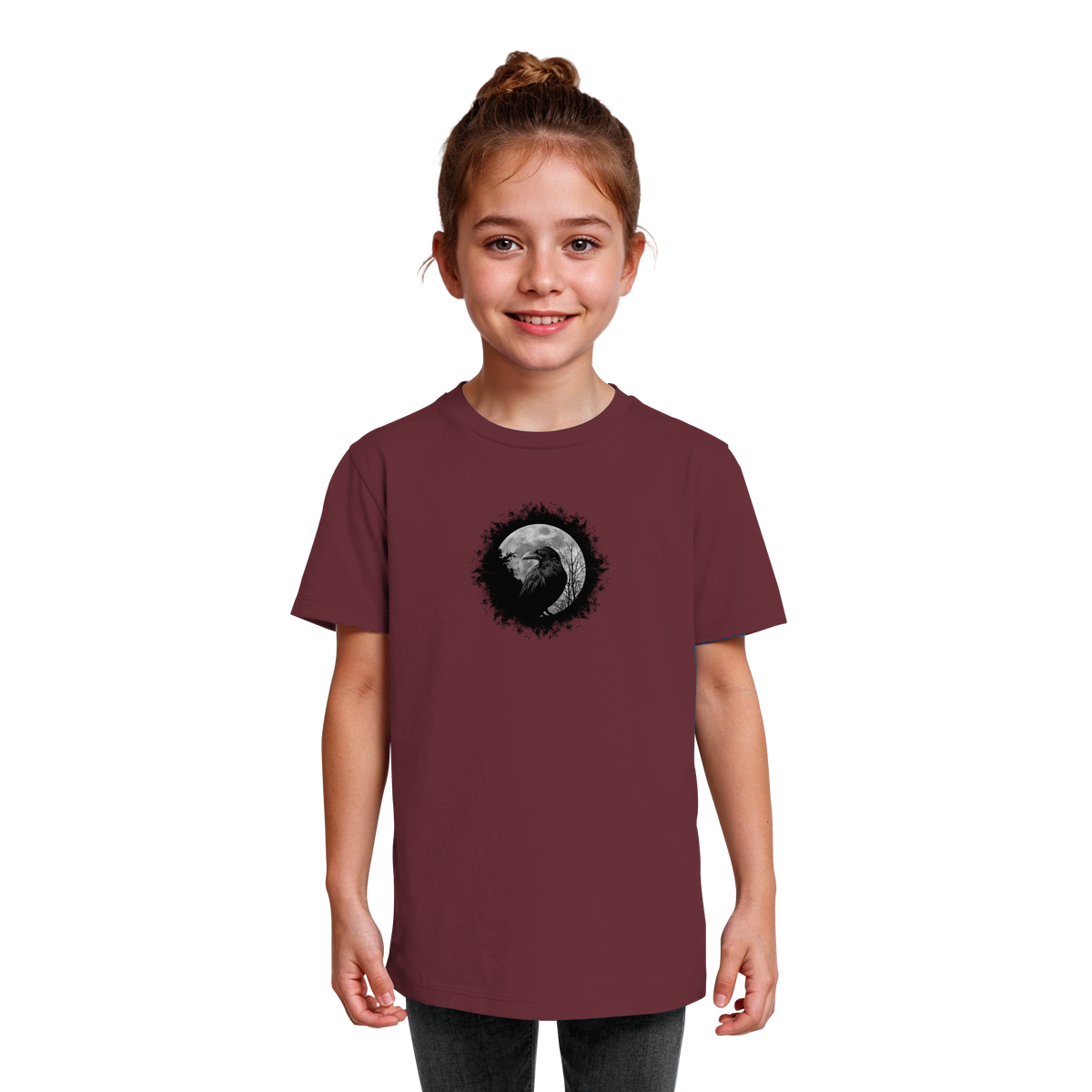 Schwarzer Rabe bei Vollmond  - Kids Organic Shirt