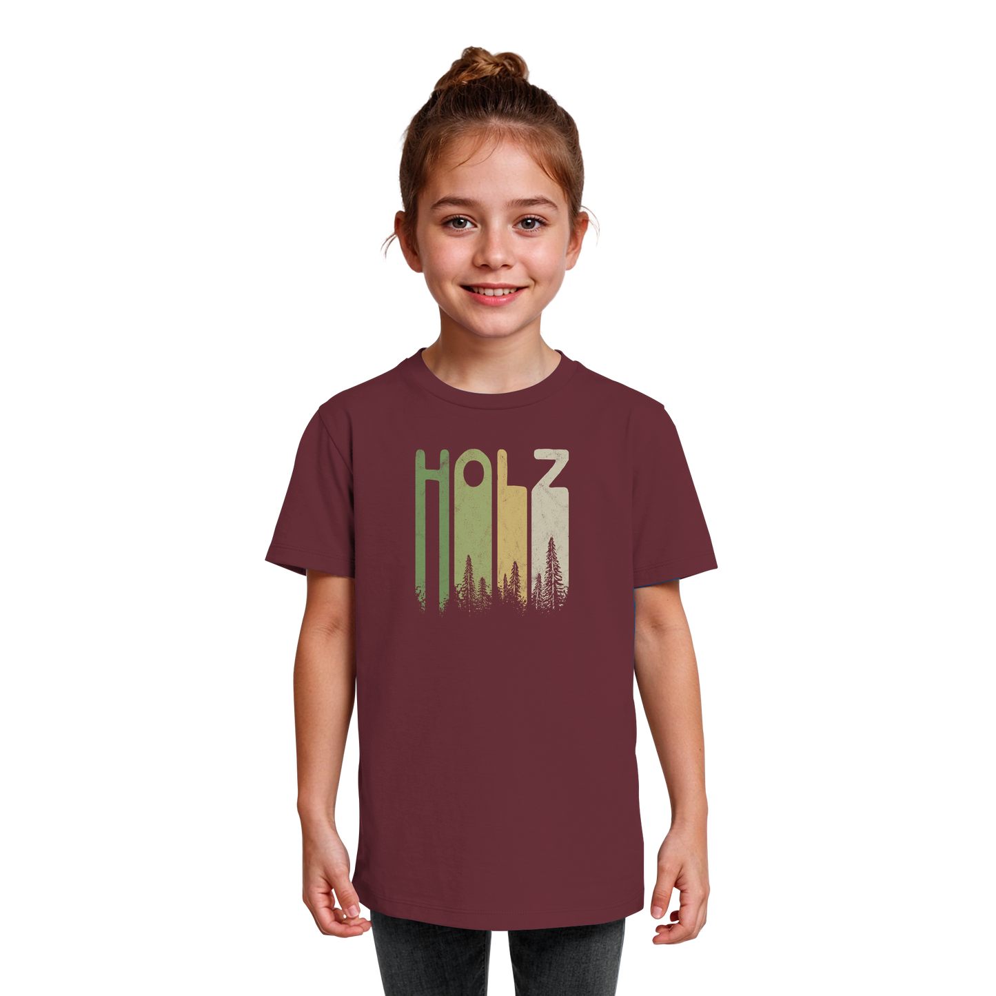 Holz Retro Wald Schriftzug - Kids Organic Shirt