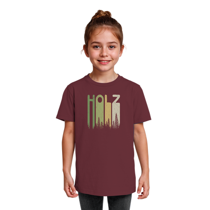 Holz Retro Wald Schriftzug - Kids Organic Shirt