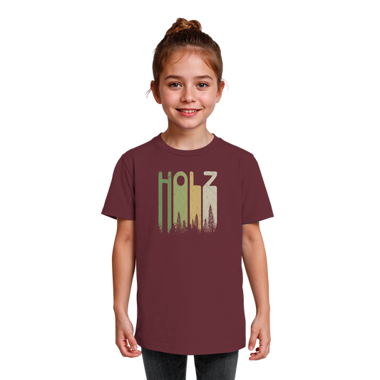 Holz Retro Wald Schriftzug - Kids Organic Shirt