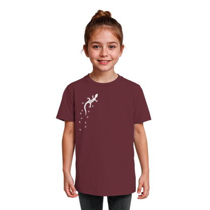 Gecko Eidechse Silhouette hell - Kids Organic Shirt
