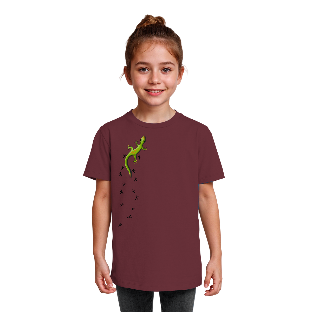 Kletternder Gecko mit Spuren - Kids Organic Shirt