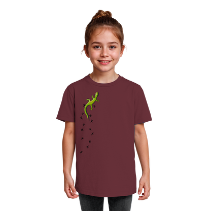 Kletternder Gecko mit Spuren - Kids Organic Shirt