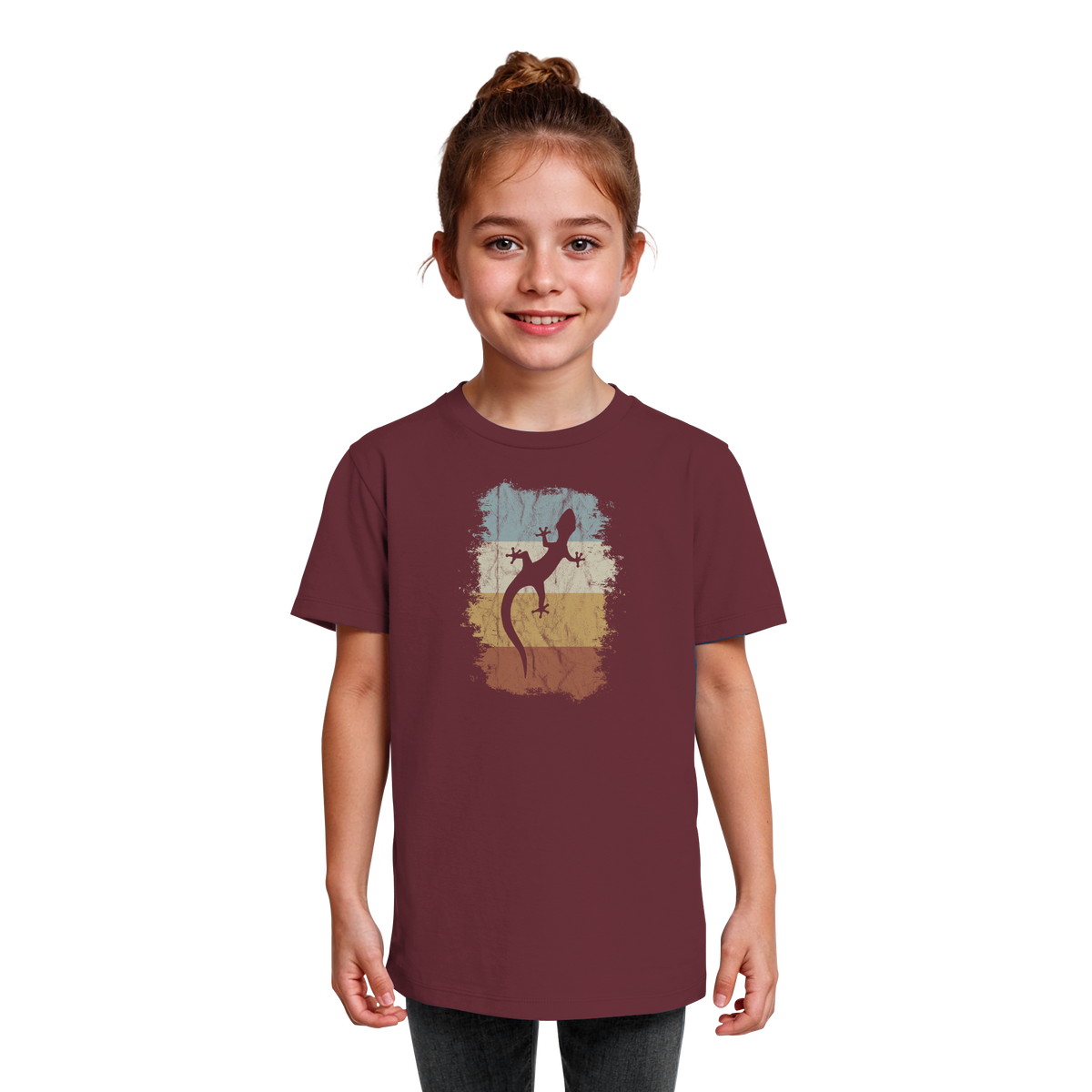 Retro Gecko Salamander Silhouette - Kids Organic Shirt