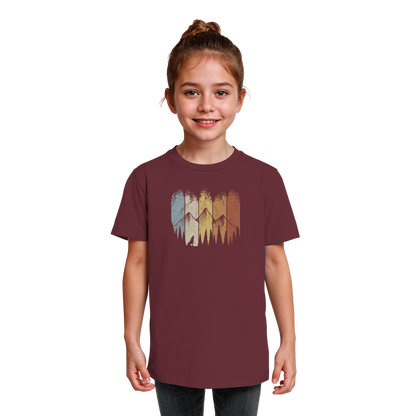 Retro Wald, Berge und Wolf  - Kids Organic Shirt