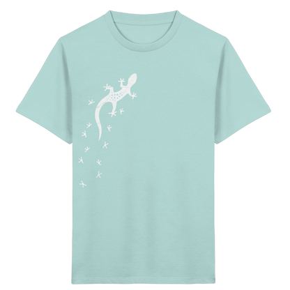 Gecko Eidechse Silhouette hell - Kids Organic Shirt