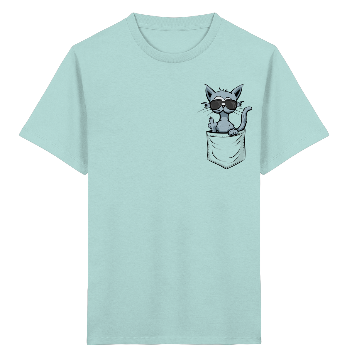 "Fuck Off" Mittelfinger Katze in der Tasche - Kids Organic Shirt