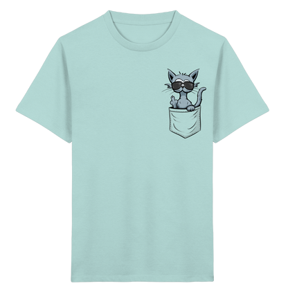 "Fuck Off" Mittelfinger Katze in der Tasche - Kids Organic Shirt