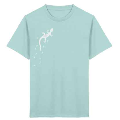 Gecko Eidechse Silhouette hell - Kids Organic Shirt