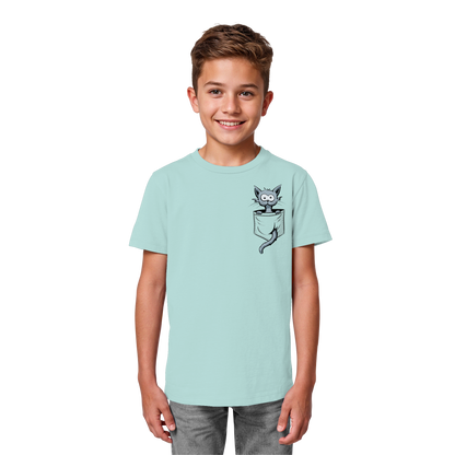 Verrückte Katze in Deiner Brust-Tasche - Kids Organic Shirt