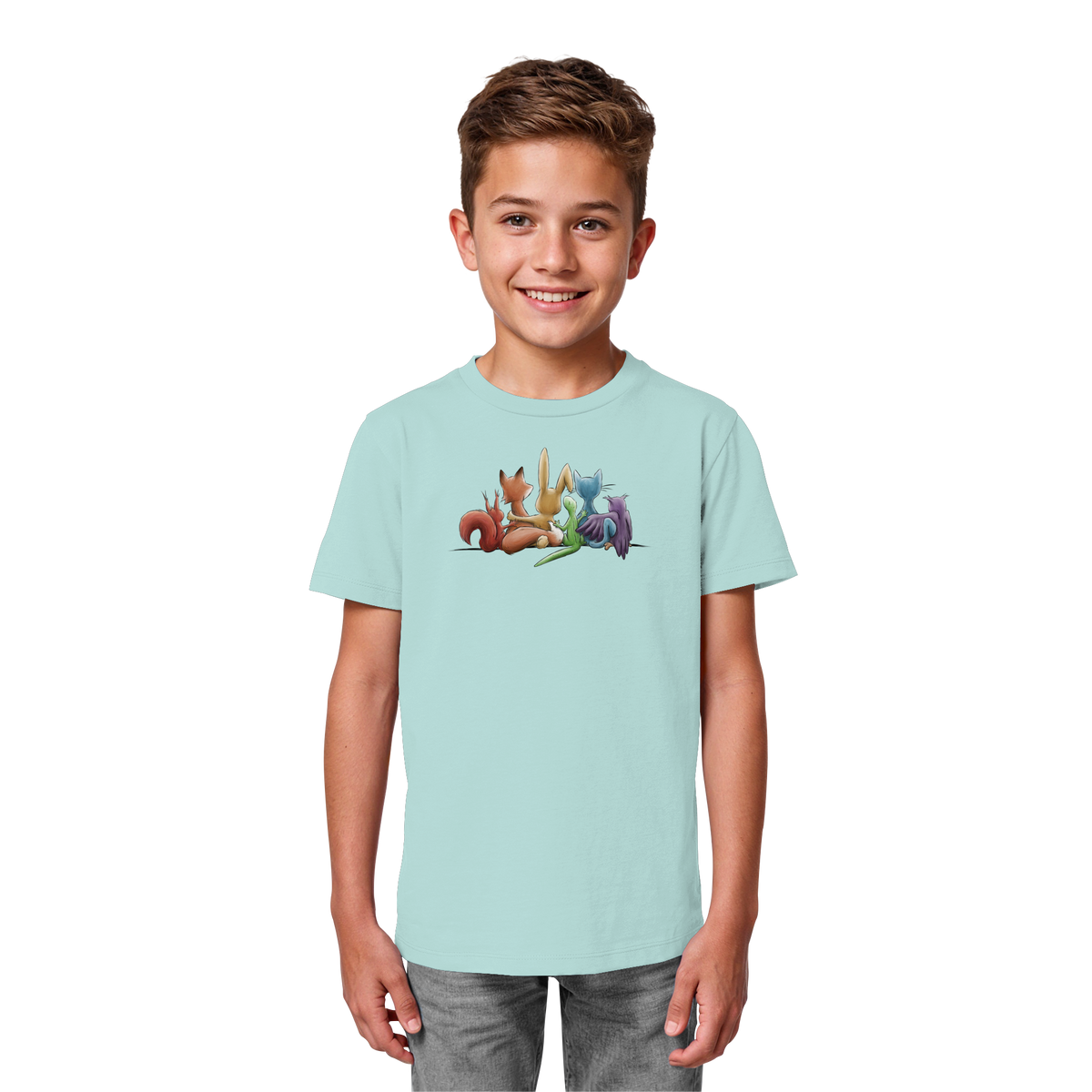 Regenbogen Tiere für Freundschaft, Toleranz und Vielfalt - Kids Organic Shirt