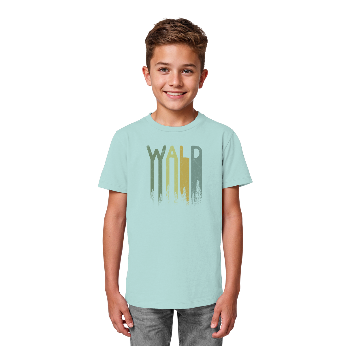 Wald Retro Forst Schriftzug - Kids Organic Shirt