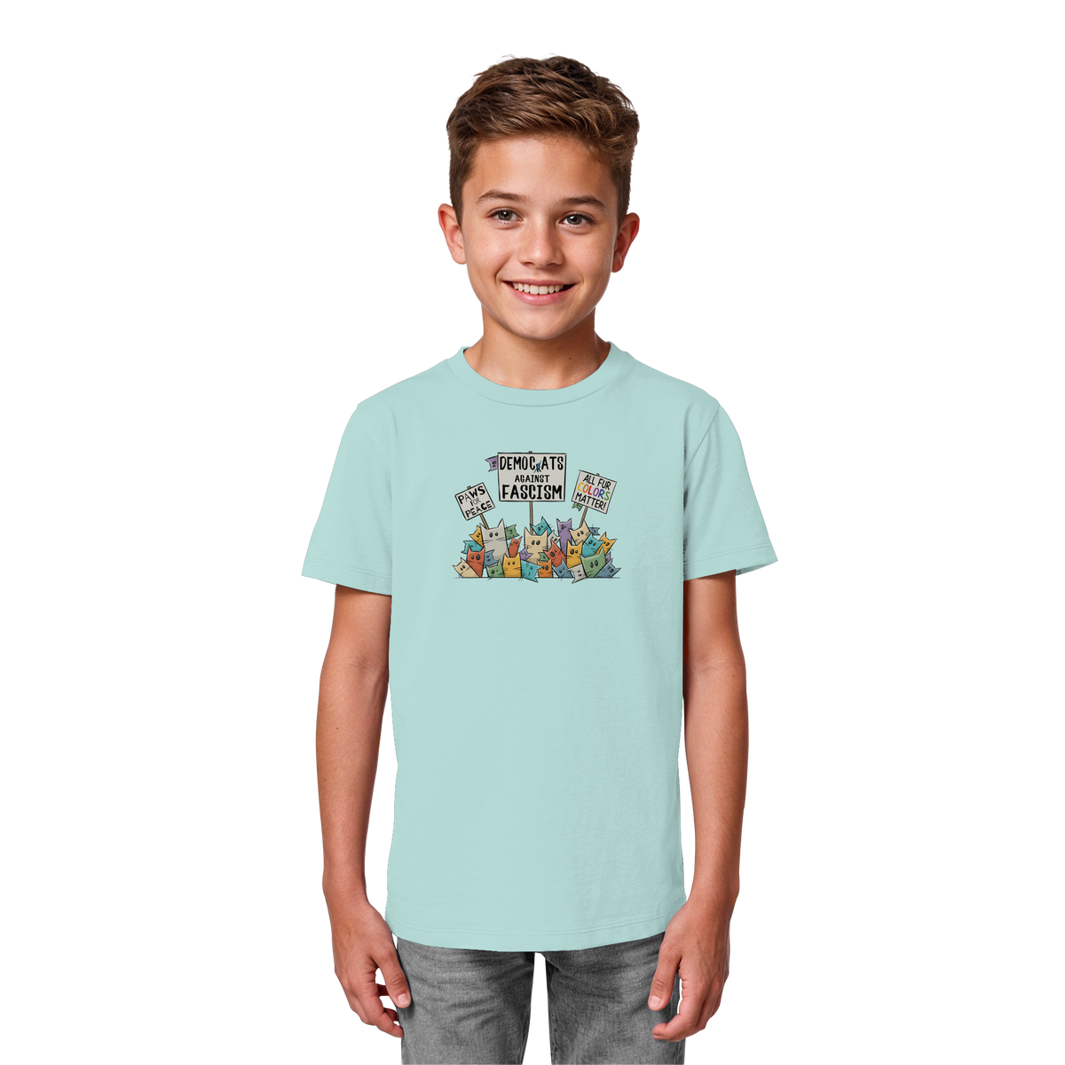Demo-Katzen gegen Faschismus und für Vielfalt - Kids Organic Shirt
